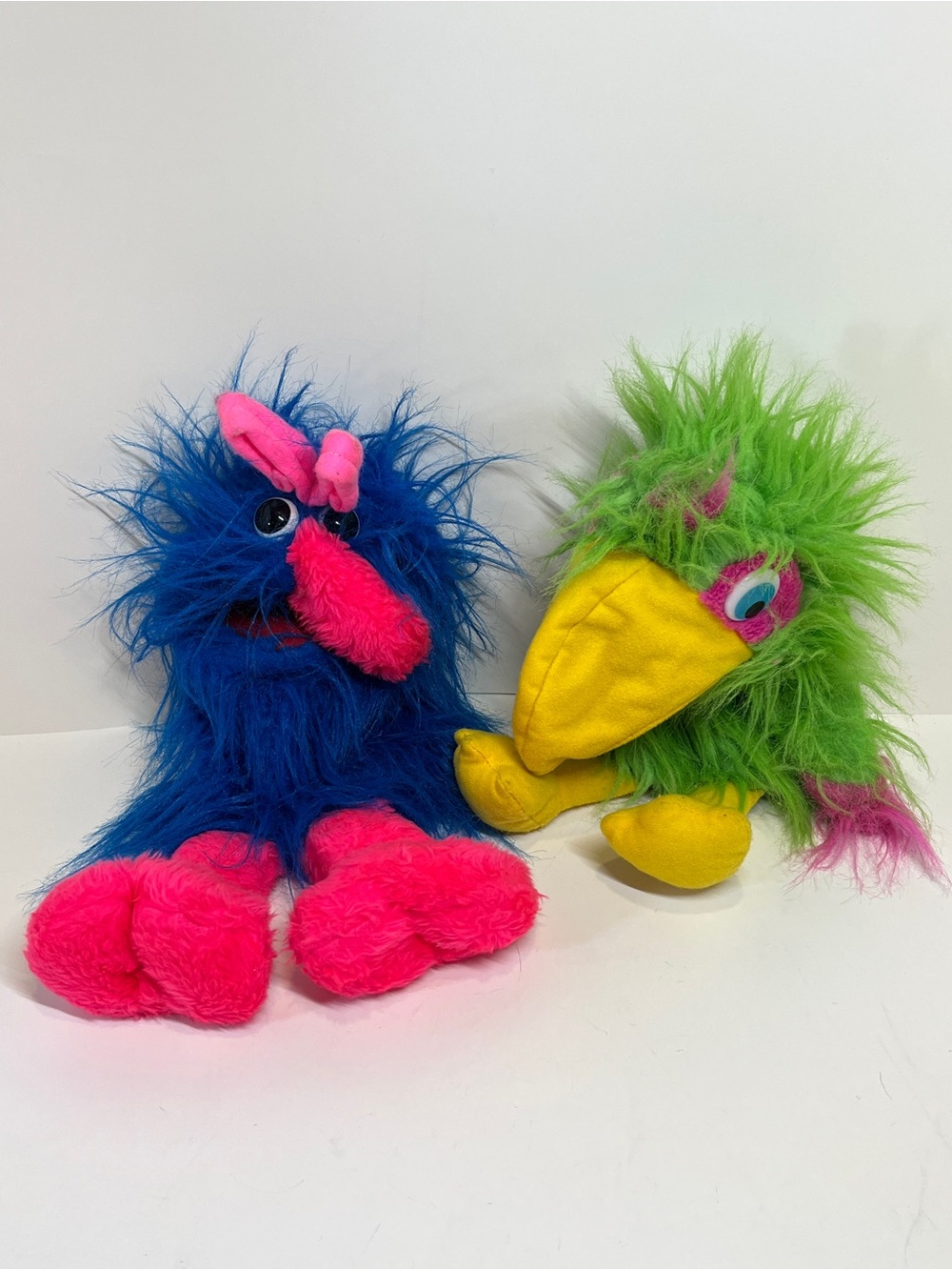 Vintage Fun Whimsical Hand Puppet Lot Novelty Bird Bums Monster Parrot Toy